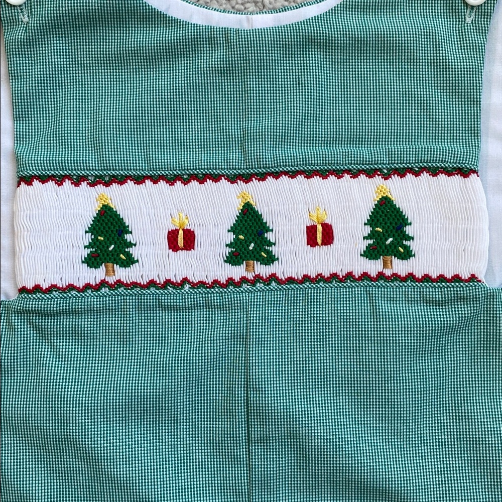 Kids smocked Christmas tree Jon Jon size 4T - Picture 9 of 11
